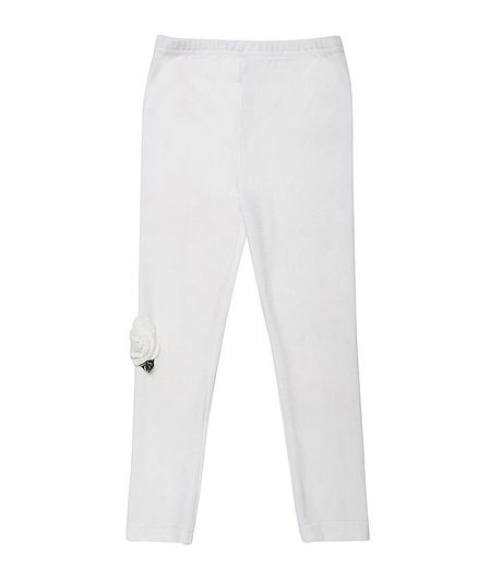 Peek a boo Zoo Full Length Flower Embellished Tights - Cream
