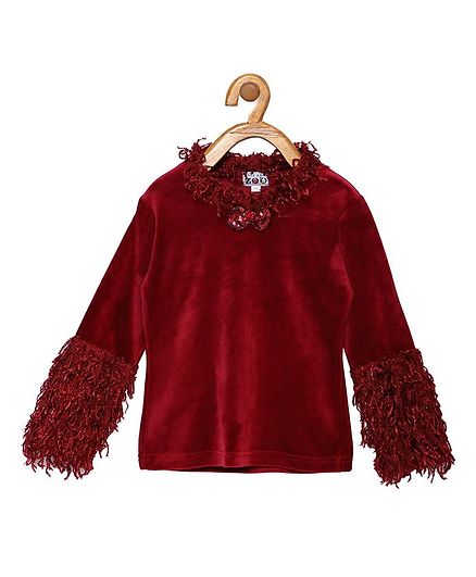Peek a boo Zoo Full Sleeve Bow Detailed Top - Maroon