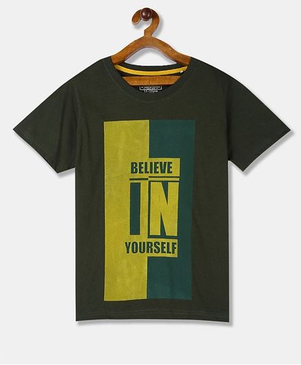 Cherokee Half Sleeves Printed Tee - Olive Green