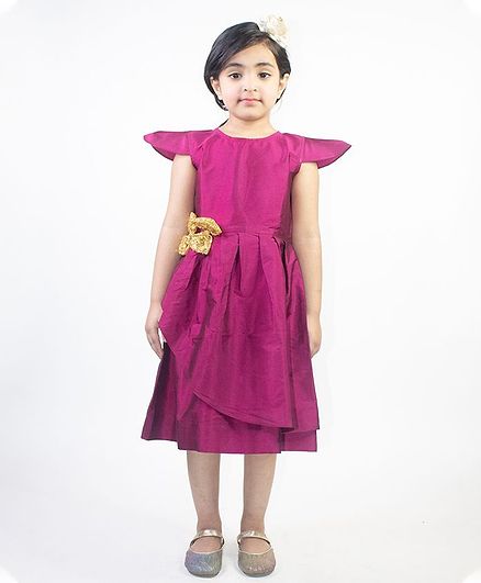Ruviero Cap Sleeves Sequined Bow Dress - Purple