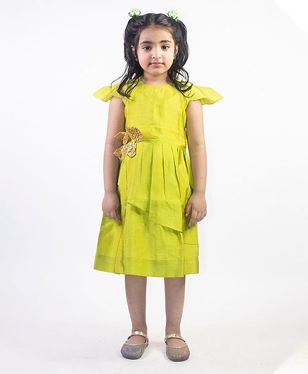 Ruviero Cap Sleeves Sequined Bow Dress - Green