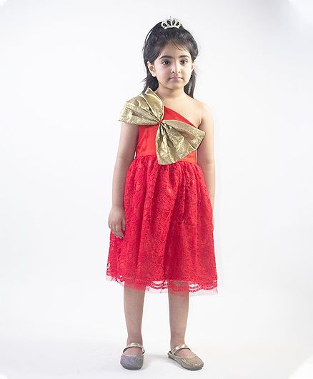 Ruviero Sleeveless Sequined Bow Embellished Dress - Red