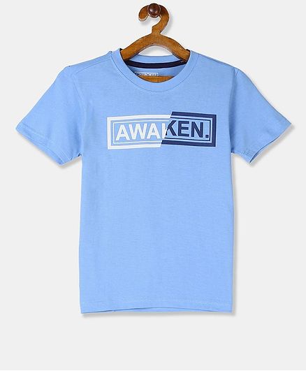 Cherokee Short Sleeves Awaken Print Tee - Light Blue