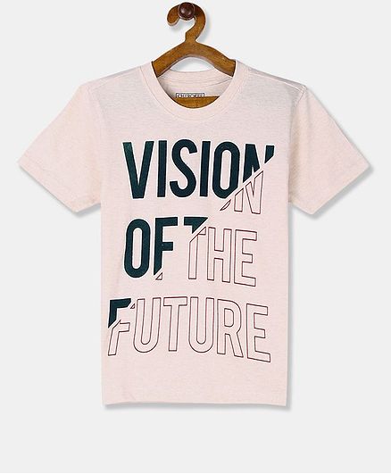Cherokee Short Sleeves Vision Of The Future Print Tee - Beige