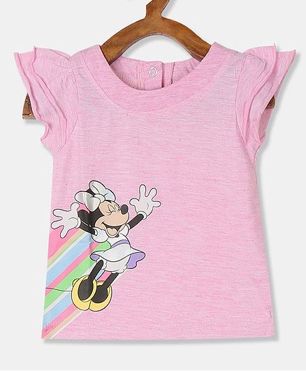 Colt Flutter Sleeve Minnie Mouse Top - Light Pink