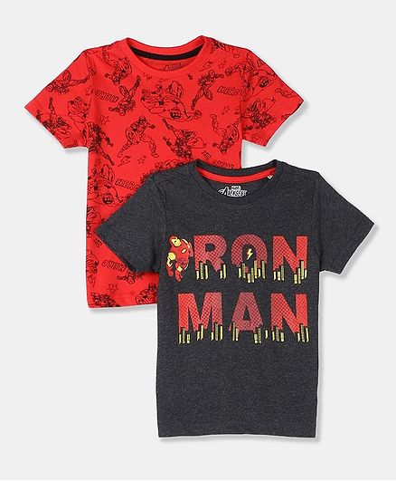 Colt Pack Of 2 Short Sleeves Avengers Printed T-Shirts - Red & Black