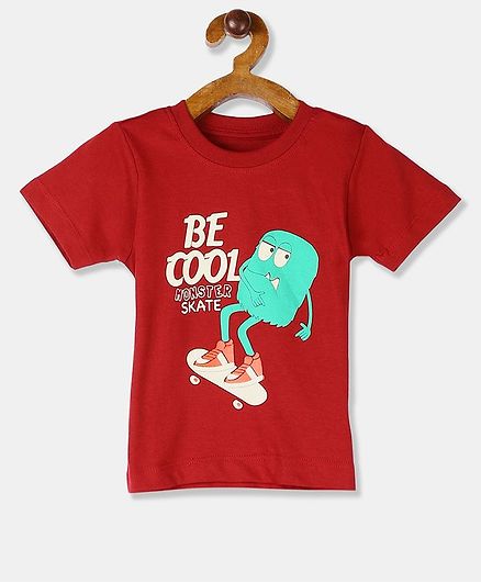 Donut Short Sleeves Be Cool Print T-Shirt - Maroon