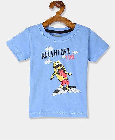 Donut Short Sleeves Adventure Time Printed Tee - Light Blue