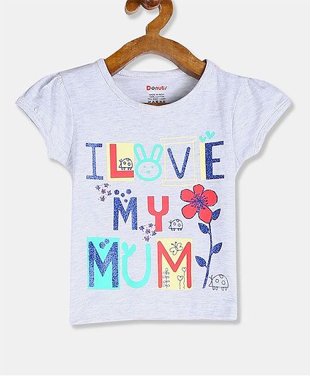 Donut Short Sleeves Quote Print Tee - Grey