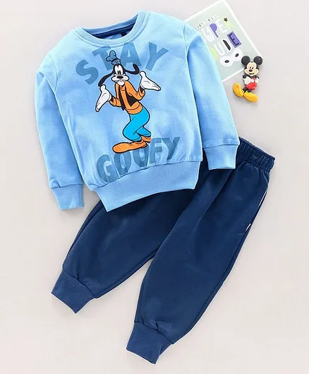 Hoppipola Full Sleeves Goofy Printed Sweatshirt With Joggers - Blue