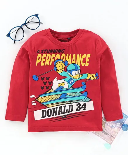 Hoppipola Donald Duck Print Full Sleeves Tee - Red