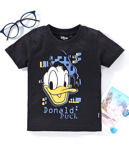 Hoppipola Donald Duck Print Half Sleeves Tee - Black