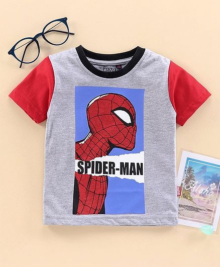 Hoppipola Half Sleeves Spider Man Printed Tee - Red