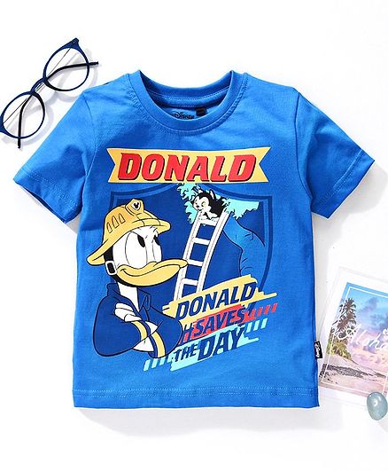 Hoppipola Donald Duck Print Half Sleeves Tee - Blue