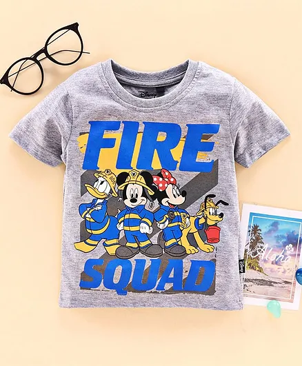Hoppipola Mickey Mouse Print Half Sleeves Tee - Grey