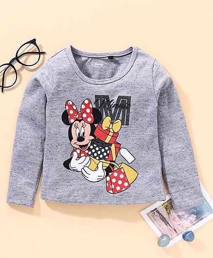 Hoppipola Minnie Mouse Print Full Sleeves Tee - Grey