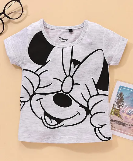 Hoppipola Half Sleeves Minnie Mouse Printed Tee - Light Grey