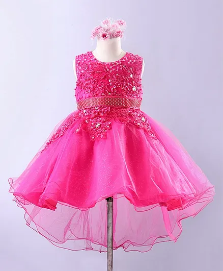 Mark & Mia Sleeveless Embellished Party Frock - Fuchsia Pink