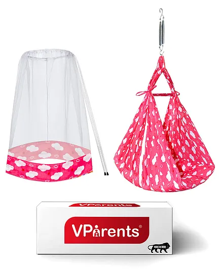 VParents Sunny baby Swing Cradle With Mosquito net And Spring - Pink