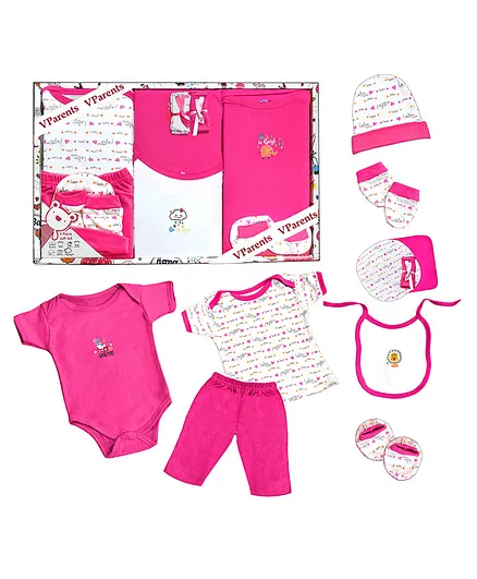 VParents Bitsy New born Baby Gift set Pack of 10 - Pink