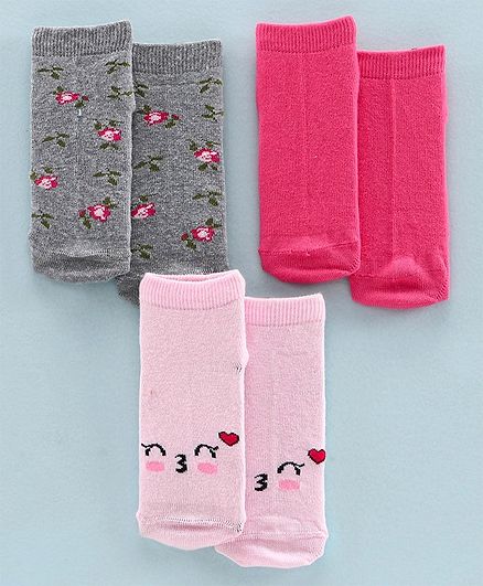 Mustang Ankle Length Socks Multi Design Set of 3 Pairs - Grey Pink