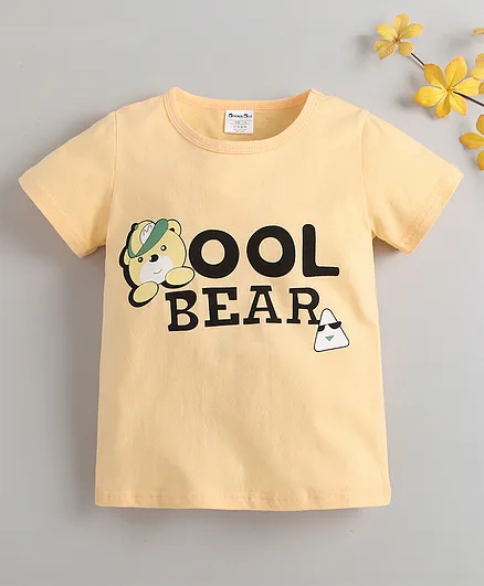 Kookie Kids Short Sleeves Text Print - Yellow