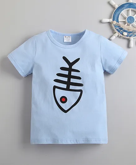 Kookie Kids Half Sleeves Tee Fish Print - Blue