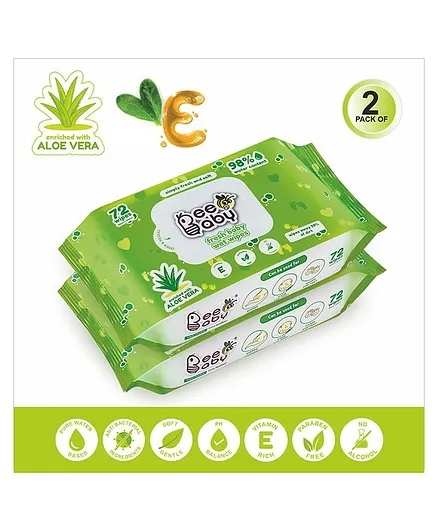 Beebaby Fresh Baby Wet Wipes Pack of 2 - 72 Pieces Each