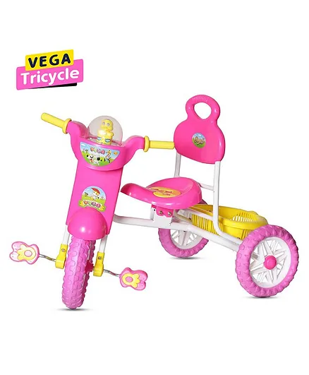 Dash Kids Vega Musical Tricycle With Storage Basket & Lights - Pink