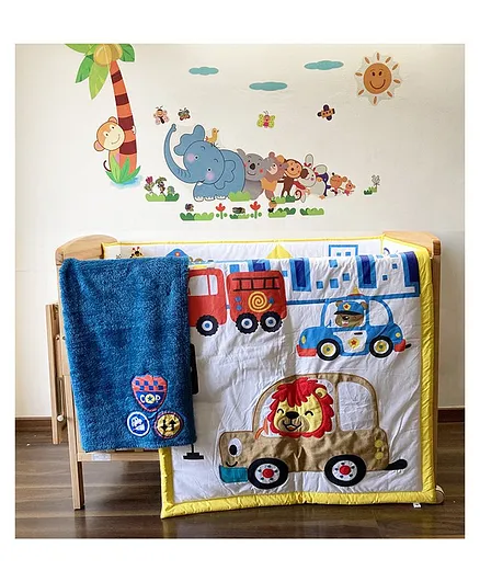 The Mom Store Baby Crib Bedding Set Vehicle Embroidery - Multicolour