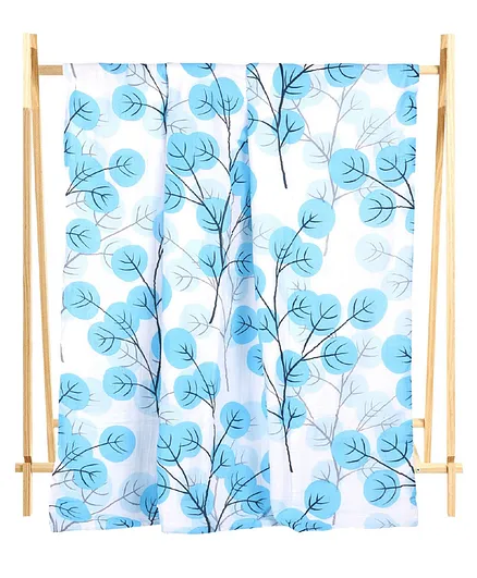 The Mom Store Muslin 6 Layer Cotton Dohar Forest Print - Blue