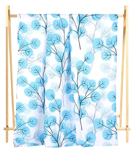 The Mom Store Muslin 6 Layer Cotton Dohar Forest Print - Blue