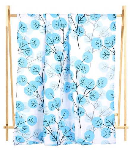 The Mom Store Muslin 6 Layer Cotton Dohar Forest Print - Blue