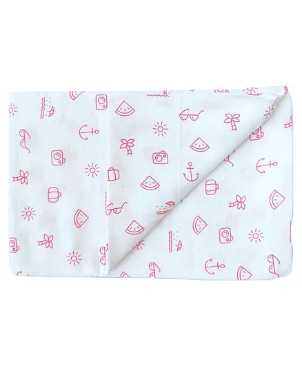 Carerio Premium Cotton Baby Wrapper Astronaut Print - Pink White
