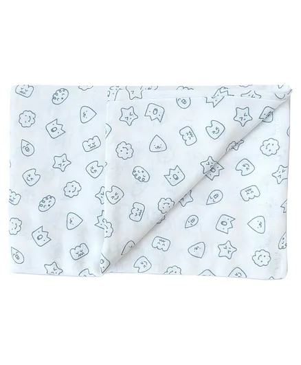 Carerio Premium Cotton Baby Wrapper Face Print - Blue