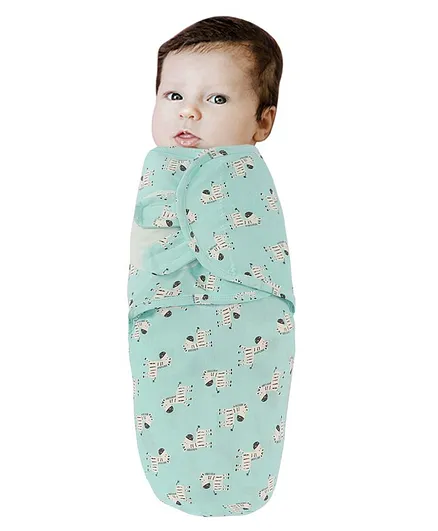 Kassy Pop Adjustable Swaddle Wrap Zebra Print - Blue