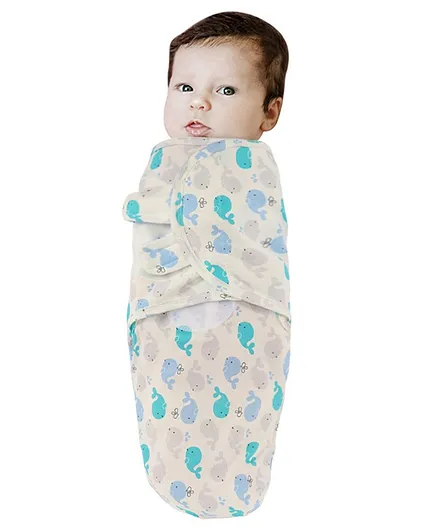 Kassy Pop Adjustable Swaddle Wrap Fish Print - White