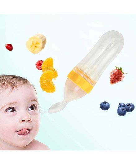 Kassy Pop Silicone Squeeze Baby Feeding Spoon Yellow - 90 ml