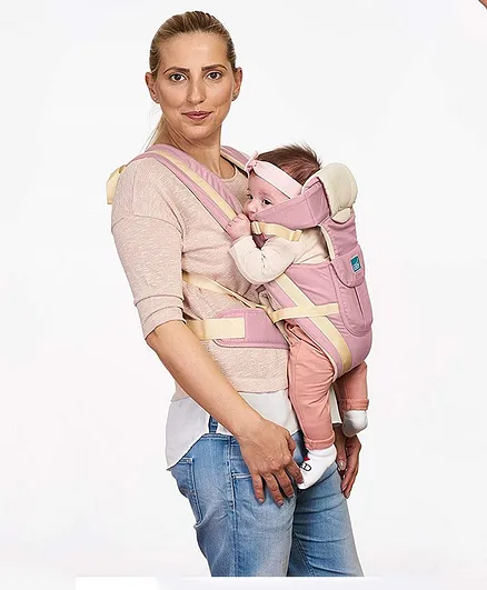 U-Grow Four Way Baby Carrier Soft & Comfortable with Safety Belt and Wide Cushioned Straps (Pink)