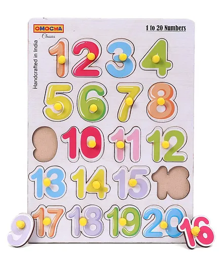 Omocha Vertical Number Puzzle With Pegs Multicolour - 20 Pieces