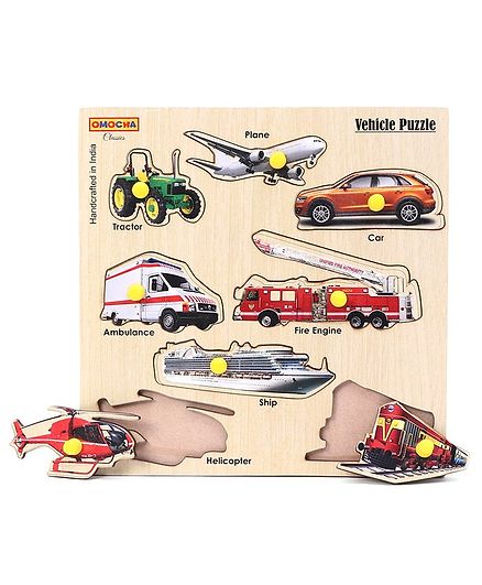 Omocha Vehicles Puzzle With Pegs Multicolour - 8 Pieces