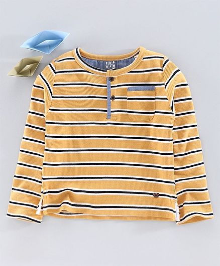 Ed-A-Mamma Full Sleeves Striped T-Shirt - Yellow
