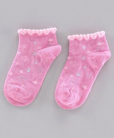 Mustang Ankle Length Printed Socks - Pink