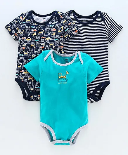 Simply Half Sleeves Onesie Pack of 3 - Blue
