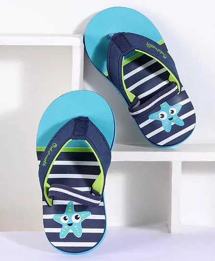 Cute Walk by Babyhug Stripe Flip Flops - Blue