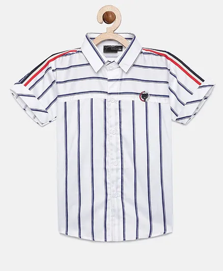 Actuel Half Sleeves Striped Shirt - Navy Blue & White