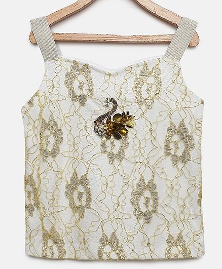 Actuel Sleeveless Glitter Finish Top - Golden