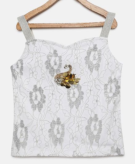 Actuel Sleeveless Glitter Finish Top - Silver