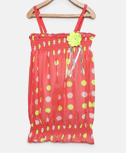 Actuel Sleeveless Polka Dotted Top - Yellow