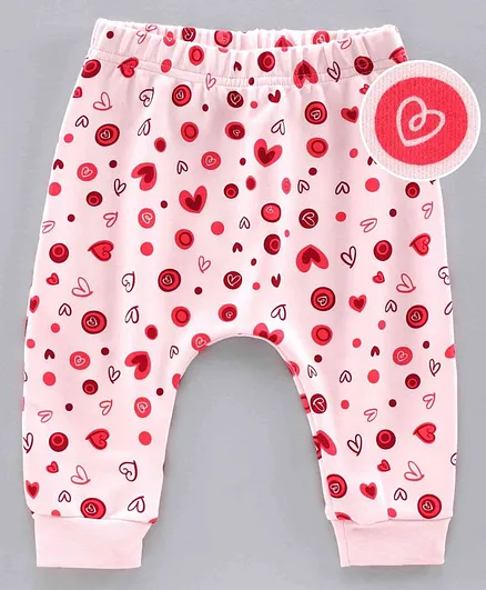 Doreme Full Length Diaper Leggings Heart Print - Light Pink